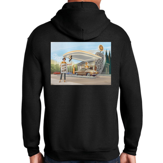 Electric Classic Cars, Gas Station unisex hoodie