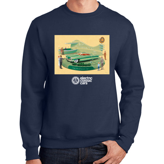 Electric Classic Cars Car Show - Unisex Navy Sweatshirt